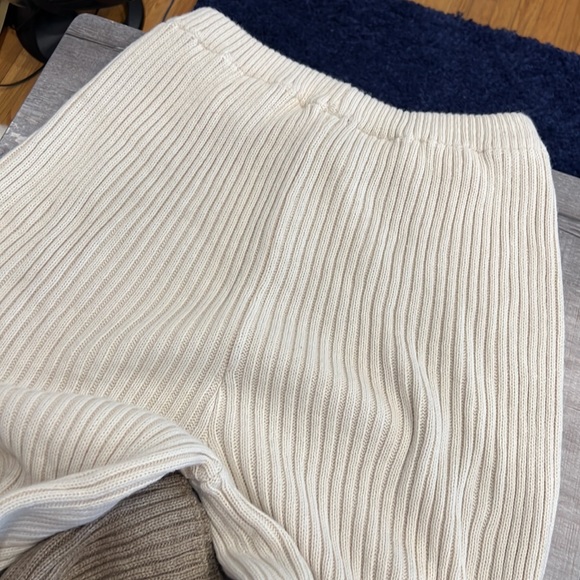 NWT. NASTY GAL COLLECTION L knitted stripe wide leg pants oatmeal color - Picture 4 of 5